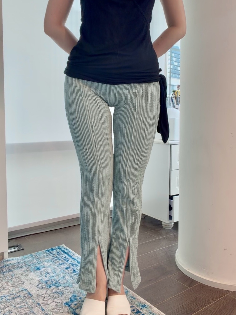 Eckhaus Latta Mint Zipper Sliced Pants
